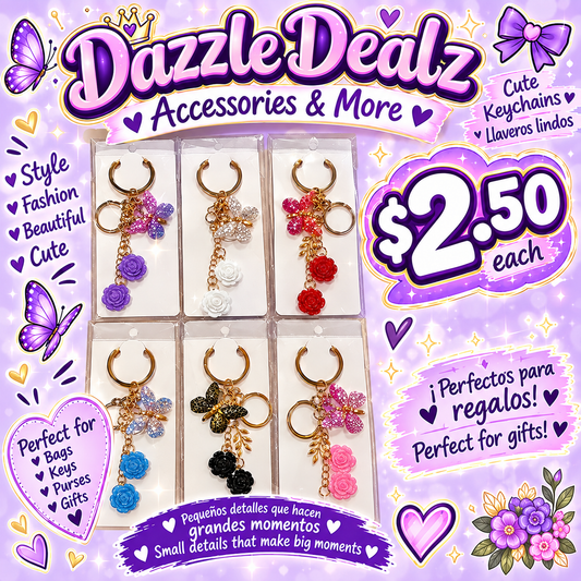 Butterfly & Rose Charm Keychain