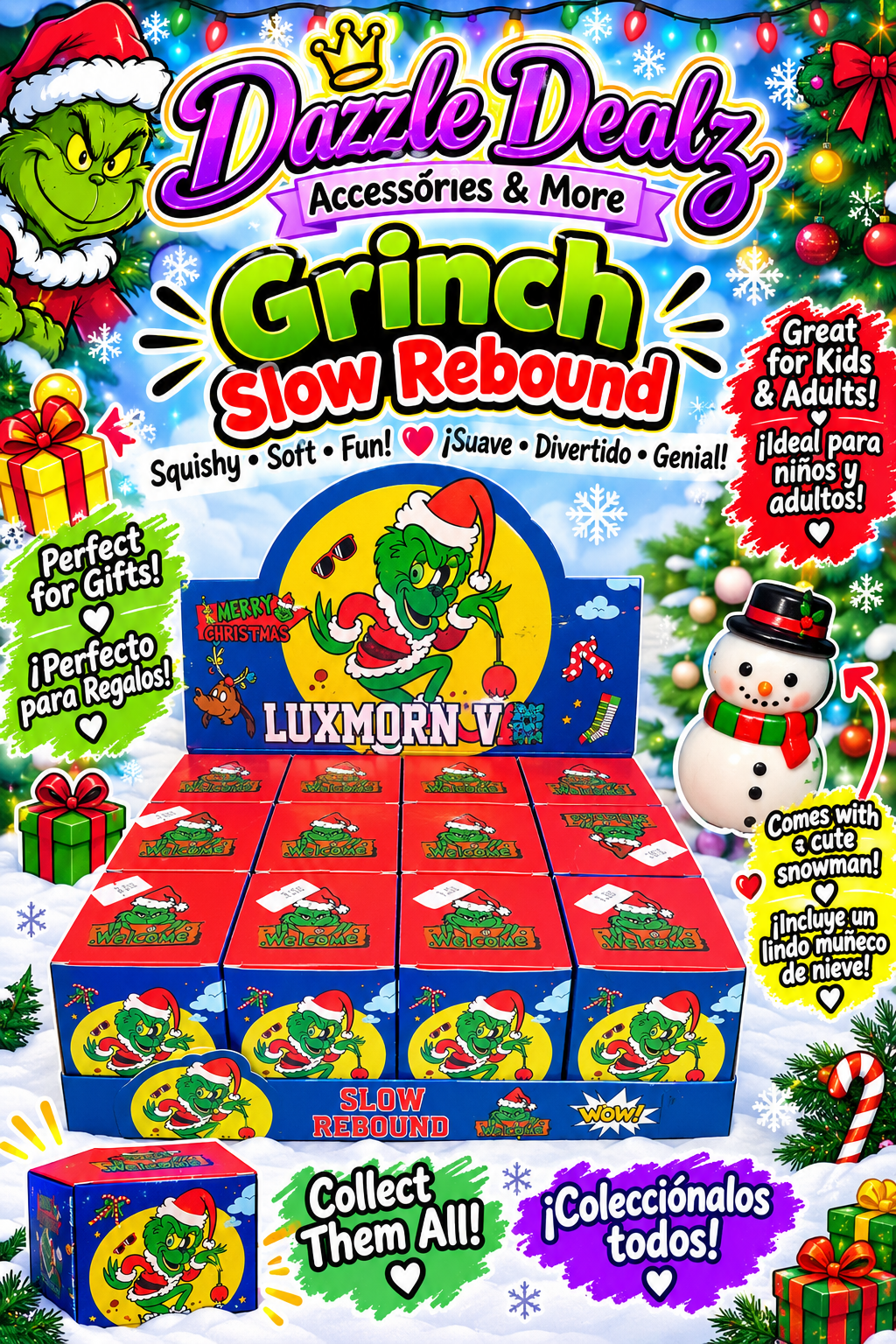 Luxmorn Grinch Mini Squishy in Collectible Box