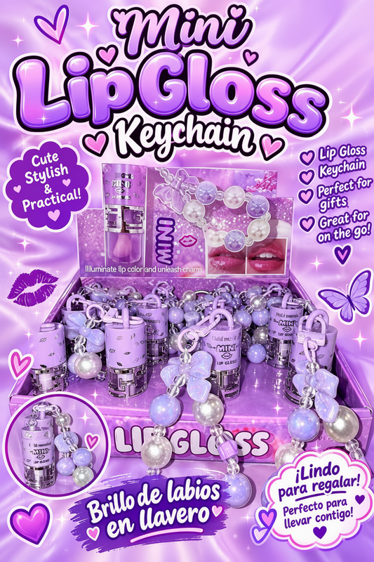 Pearl Bow Lip Gloss Keychain