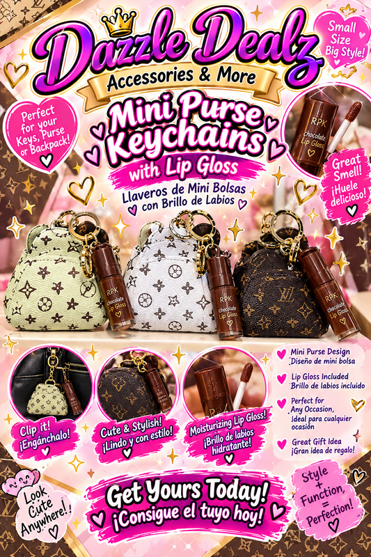 Mini Purse Keychain with Chocolate Lip Gloss