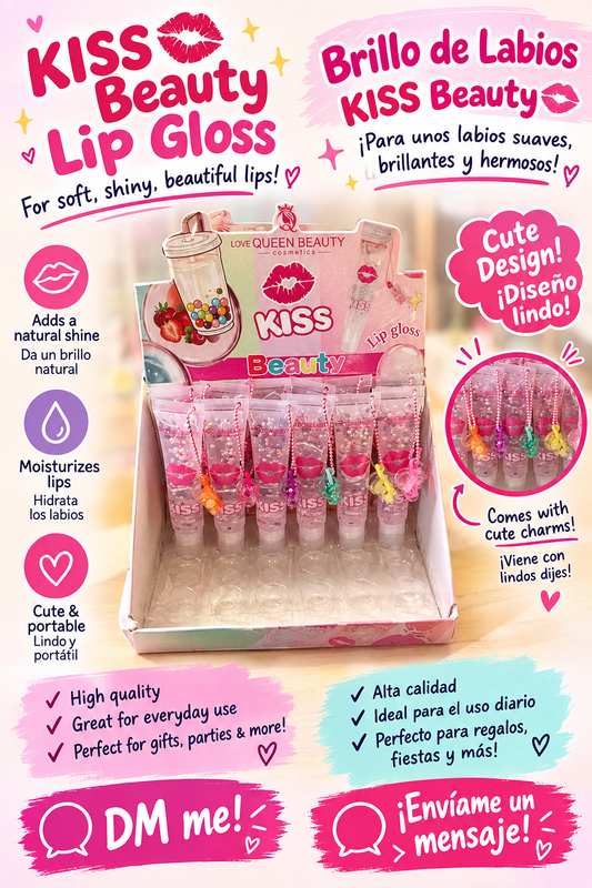 Kiss Lip Gloss with Cup Keychain Charm