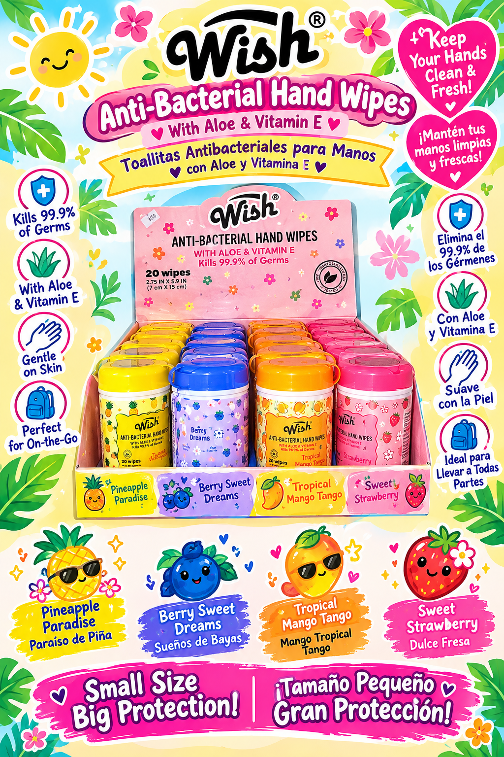Wish Fruity Anti-Bacterial Hand Wipes