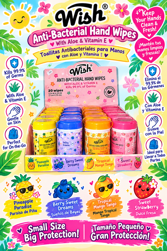 Wish Fruity Anti-Bacterial Hand Wipes